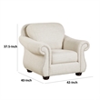 Boro 42 Inch Sofa Armchair- Soft Beige- Armrests w Nailhead Trims