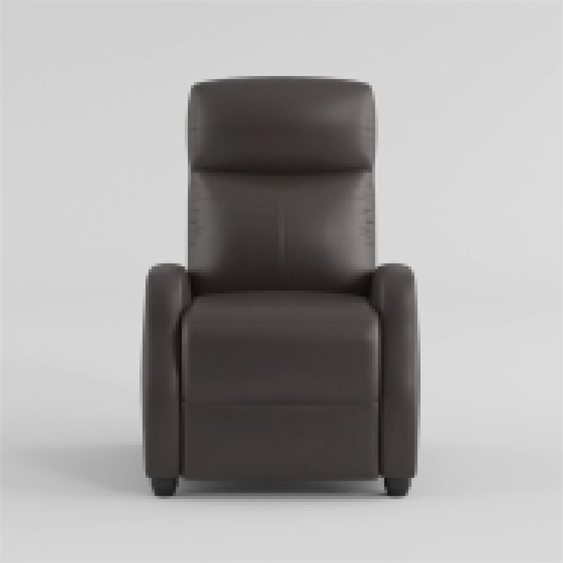 Recliner Chair- Manual Push Back- Black Faux Leather- 27 Inch