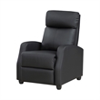 Recliner Chair- Manual Push Back- Black Faux Leather- 27 Inch