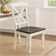 Orso Dining Side Chair Set of 2- Crossback- Brown Wood Seat- White