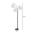 84 Inch Floor Lamp- 3 Tree Style White Drum Shades- Black Metal Finish