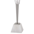 32 Inch Table Lamp with White Drum Shade- Marble Base- Brushed Steel