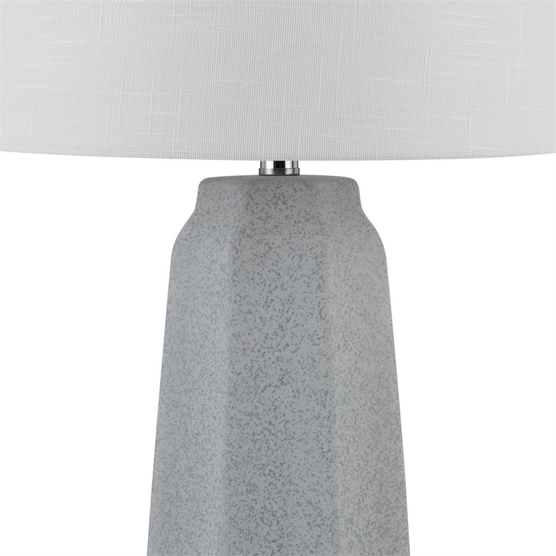 Niu 30 Inch Table Lamp Set of 2- Drum Shade- Stone Gray Ceramic Prism Base