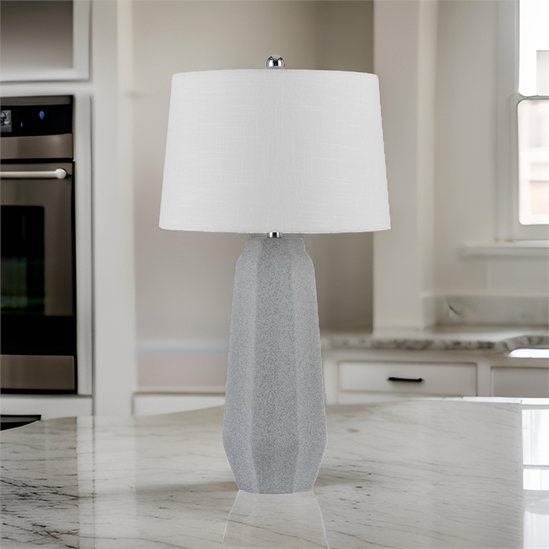 Niu 30 Inch Table Lamp Set of 2- Drum Shade- Stone Gray Ceramic Prism Base
