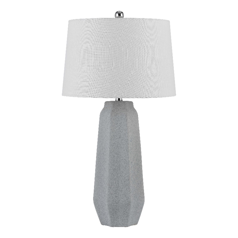 Niu 30 Inch Table Lamp Set of 2- Drum Shade- Stone Gray Ceramic Prism Base