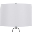 29 Inch Table Lamp- LED Lit- White Drum Hardback- Silver Metal and Glass