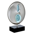 Nila 20 Inch LED Table Lamp- Black Silver Polyresin Orb Sphere- Block Base