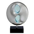 Nila 20 Inch LED Table Lamp- Black Silver Polyresin Orb Sphere- Block Base