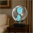 Nila 20 Inch LED Table Lamp- Black Silver Polyresin Orb Sphere- Block Base
