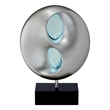 Nila 20 Inch LED Table Lamp- Black Silver Polyresin Orb Sphere- Block Base
