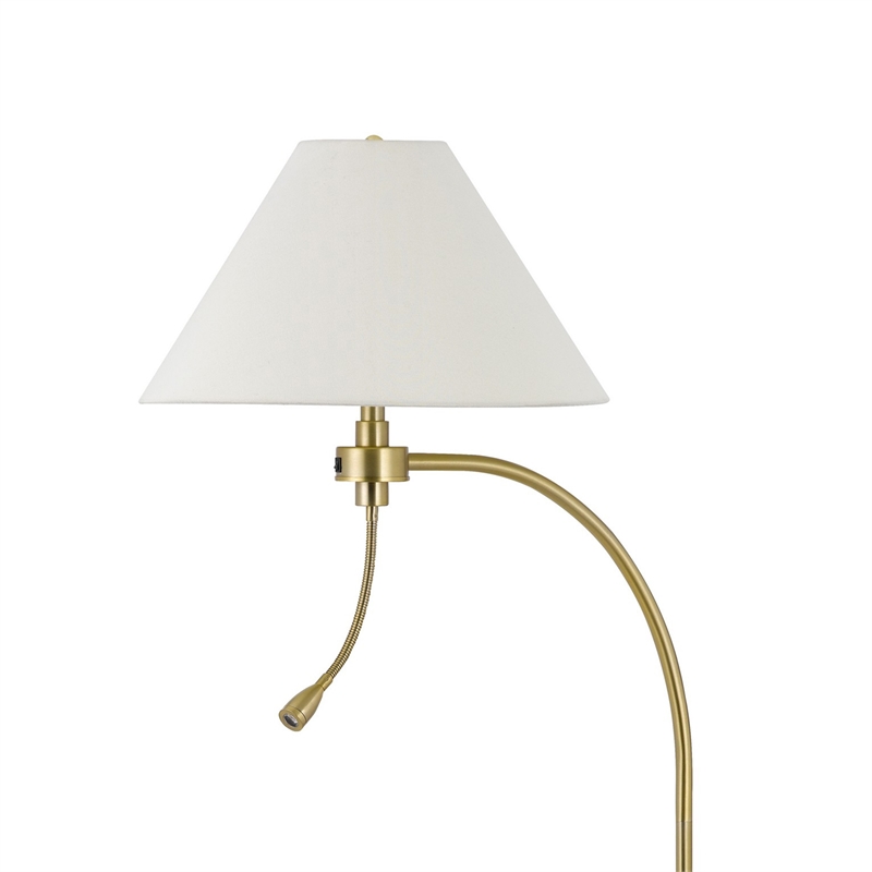 Ashy 68 Inch Task Floor Lamp- Gooseneck LED- White Shade Gold Arc Pole