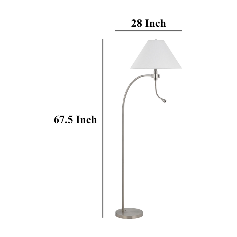 Ashy 68 Inch Floor Lamp- Gooseneck LED- White Shade- Bronze Arc Pole