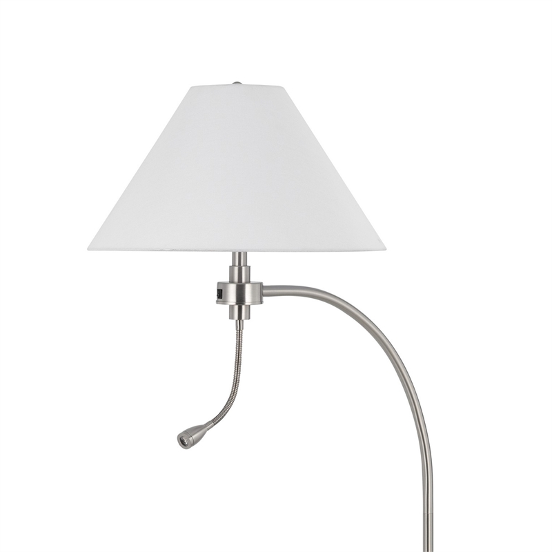 Ashy 68 Inch Floor Lamp- Gooseneck LED- White Shade- Bronze Arc Pole