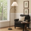 Ashy 68 Inch Floor Lamp- Gooseneck LED- White Shade- Brass Arc Pole