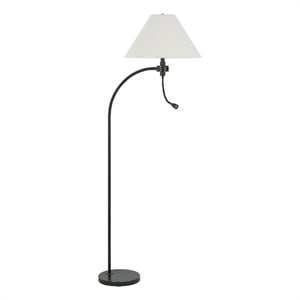 Ashy 68 Inch Floor Lamp- Gooseneck LED- White Shade- Brass Arc Pole