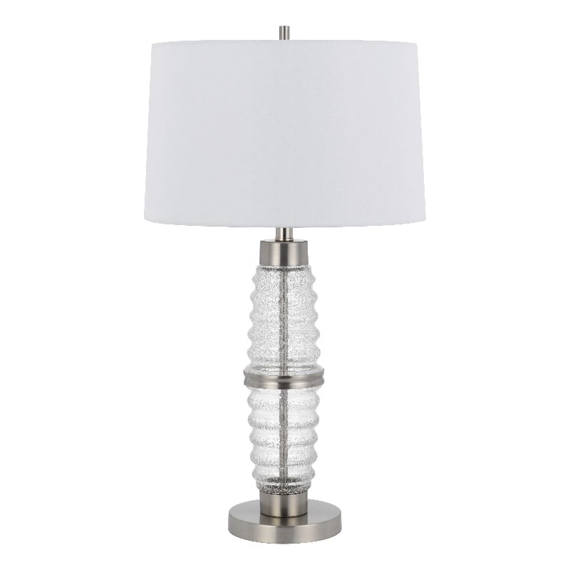 Maci 29 Inch Table Lamp- Accent Crackled Clear Glass- White Drum Shade