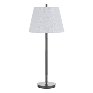 Siu 30 Inch Table Lamp- Chrome Metal Thin Pole w Finial- White Shade