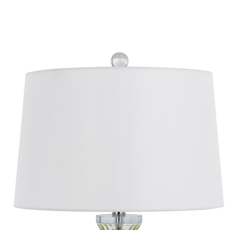 23 Inch Table Lamp Set of 2- Round Crystal Base- White Fabric Shade