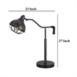 Loga 27 Inch Desk Lamp w Adjustable Cage Style Shade- Black Iron