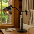 Loga 27 Inch Desk Lamp w Adjustable Cage Style Shade- Black Iron
