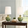 Kela 28 Inch Table Lamp Set of 2- Green Ceramic Pot Base- White Shade
