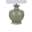 Kela 28 Inch Table Lamp Set of 2- Green Ceramic Pot Base- White Shade