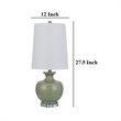 Kela 28 Inch Table Lamp Set of 2- Green Ceramic Pot Base- White Shade