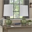 Kela 28 Inch Table Lamp Set of 2- Green Ceramic Pot Base- White Shade