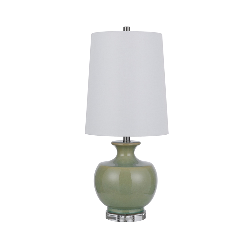 Kela 28 Inch Table Lamp Set of 2- Green Ceramic Pot Base- White Shade