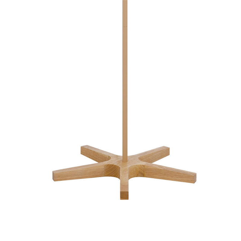 Plue 62 Inch Floor Lamp- Brown Pole w Star Wood Base- White Shade