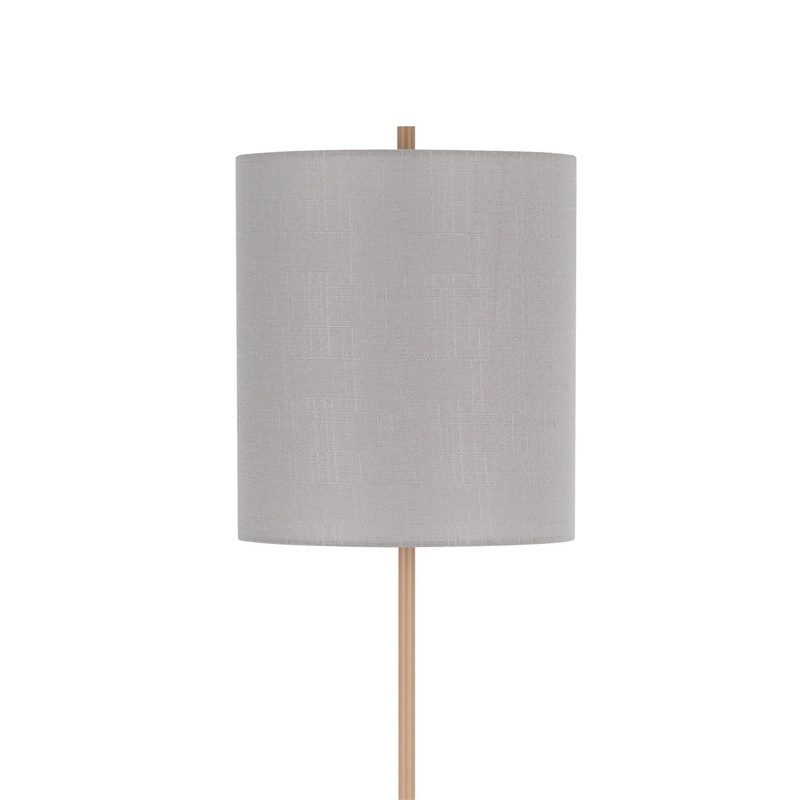 Plue 62 Inch Floor Lamp- Brown Pole w Star Wood Base- White Shade