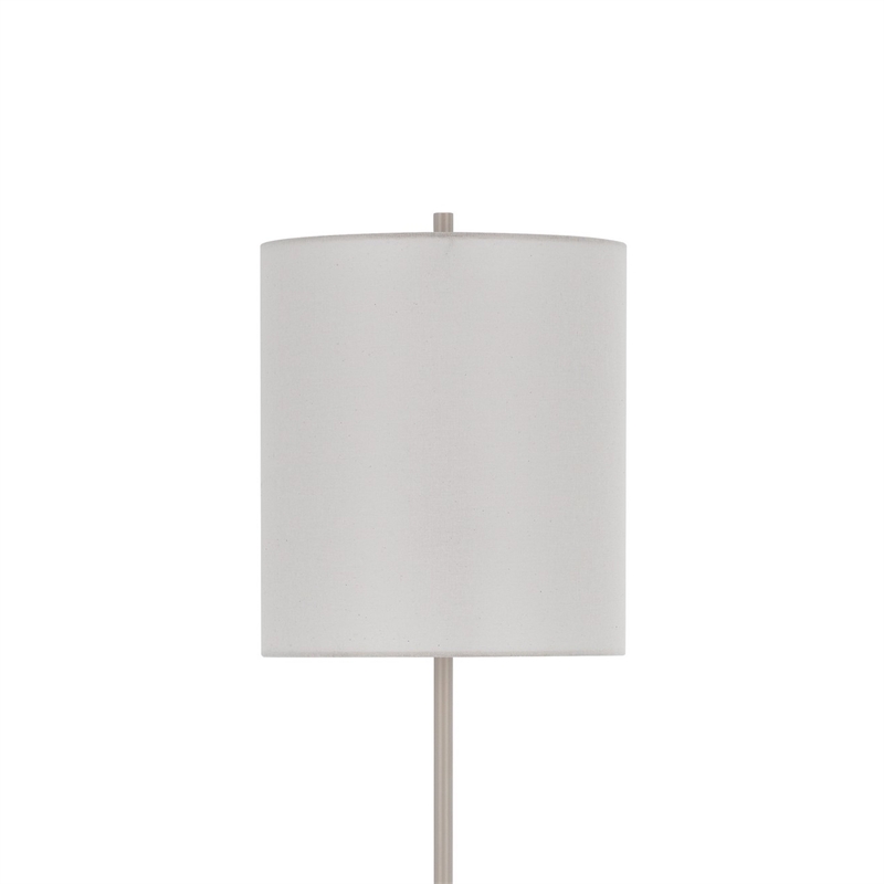 Plue 63 Inch Floor Lamp- Chrome Pole Round Base- Off White Drum Shade