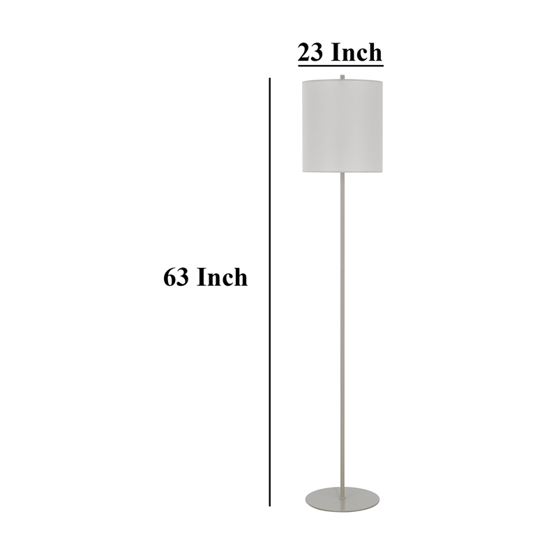 Plue 63 Inch Floor Lamp- Chrome Pole Round Base- Off White Drum Shade