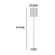 Plue 63 Inch Floor Lamp- Chrome Pole Round Base- Off White Drum Shade