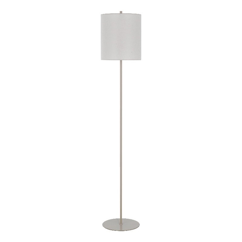 Plue 63 Inch Floor Lamp- Chrome Pole Round Base- Off White Drum Shade