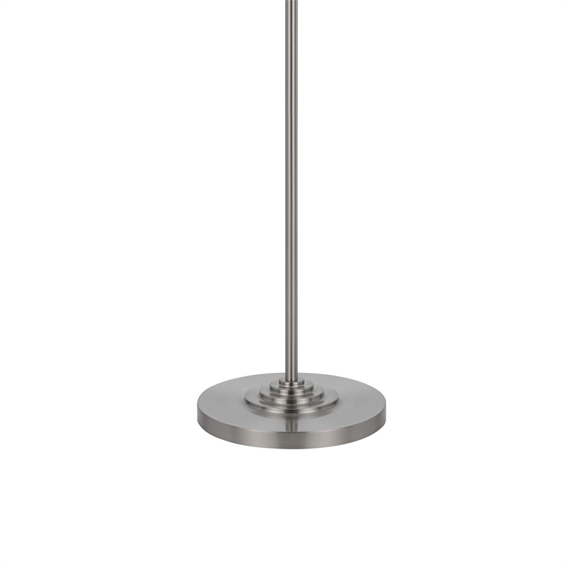 Tomi 63 Inch Floor Lamp- Double Swing Arm- Brushed Steel- White Shade