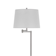 Tomi 63 Inch Floor Lamp- Double Swing Arm- Brushed Steel- White Shade