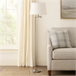 Tomi 63 Inch Floor Lamp- Double Swing Arm- Brushed Steel- White Shade