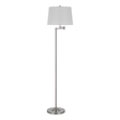 Tomi 63 Inch Floor Lamp- Double Swing Arm- Brushed Steel- White Shade