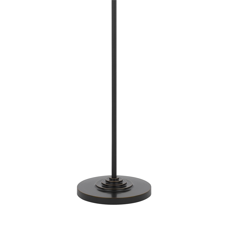 Tomi 63 Inch Floor Lamp- Double Swing Arm- Bronze Metal- White Shade