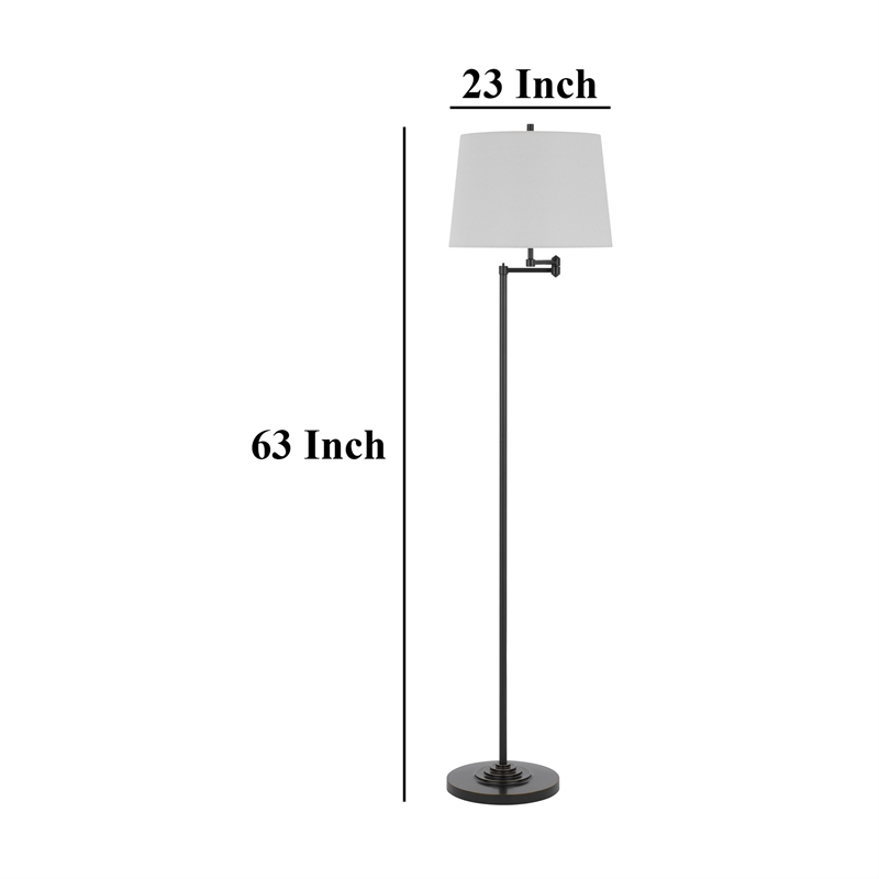 Tomi 63 Inch Floor Lamp- Double Swing Arm- Bronze Metal- White Shade