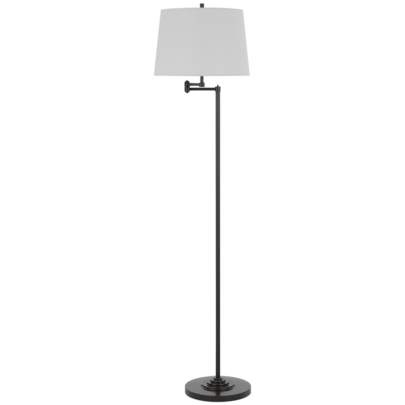 Tomi 63 Inch Floor Lamp- Double Swing Arm- Bronze Metal- White Shade
