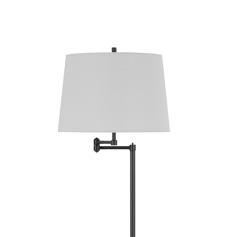 Tomi 63 Inch Floor Lamp- Double Swing Arm- Bronze Metal- White Shade
