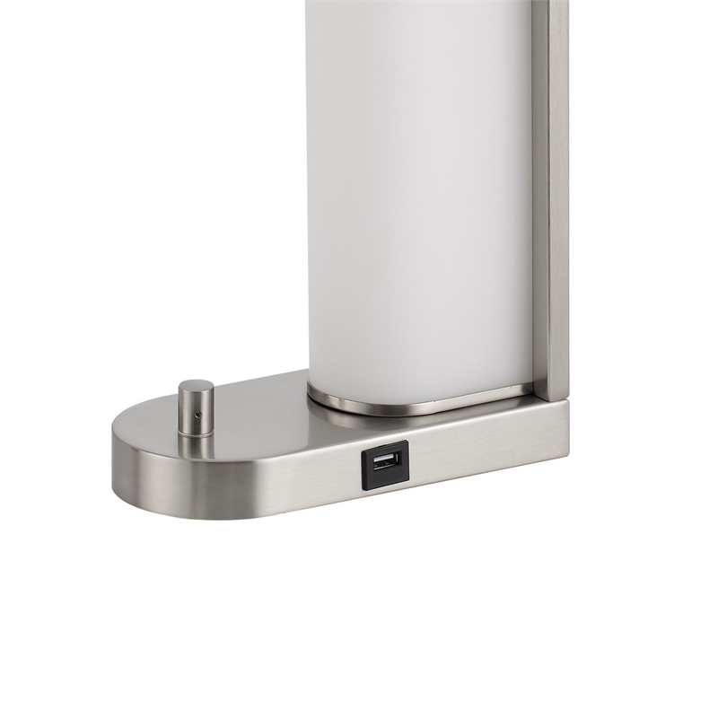 Mora Table Lamp- 2 USB Ports- Dimmer LED Light- Chrome Steel 23 Inch