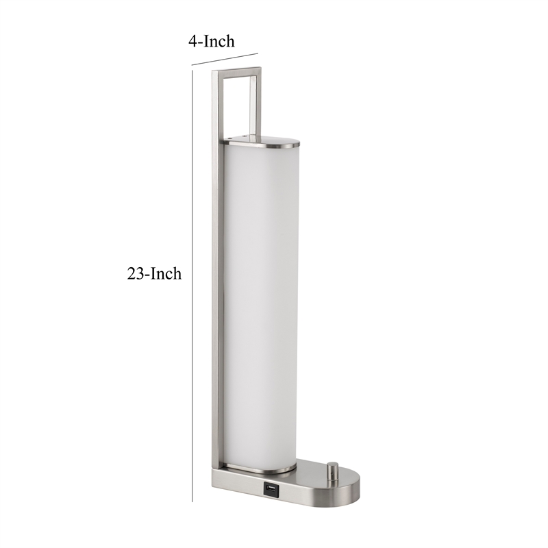 Mora Table Lamp- 2 USB Ports- Dimmer LED Light- Chrome Steel 23 Inch