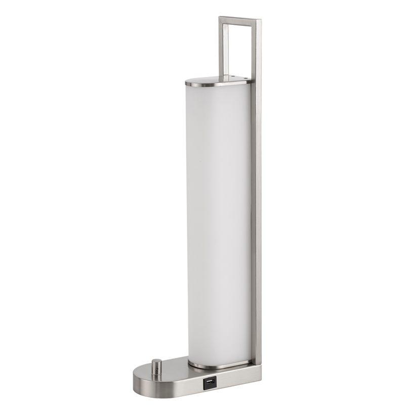 Mora Table Lamp- 2 USB Ports- Dimmer LED Light- Chrome Steel 23 Inch