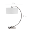 Fory Table Lamp- 2 Outlets- 1 USB Port- Curved Chrome Steel 26 Inch