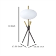 Azy Table Lamp- Frosted White Shade- Tripod Base- Black Gold- 30 Inch