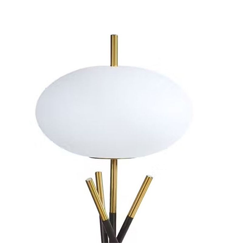 Azy Table Lamp- Frosted White Shade- Tripod Base- Black Gold- 30 Inch