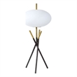 Azy Table Lamp- Frosted White Shade- Tripod Base- Black Gold- 30 Inch